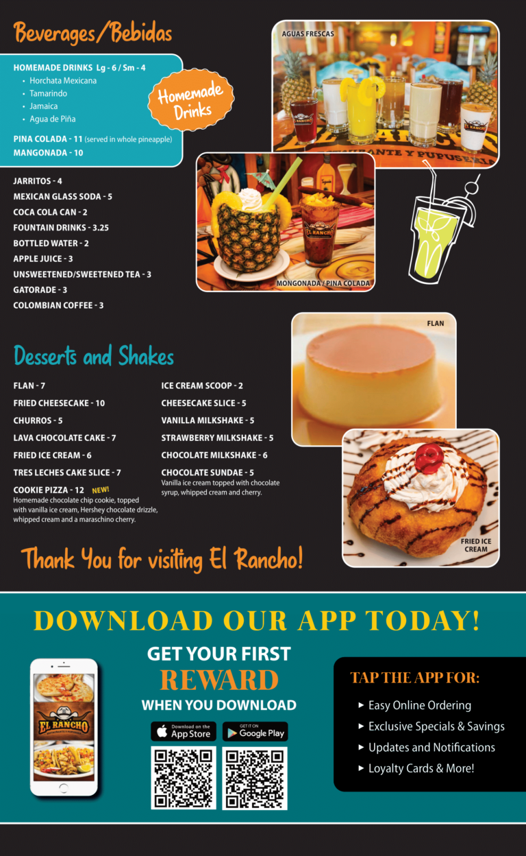 Menu | El Rancho Restaurant